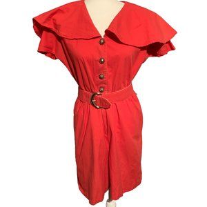 Vintage Red Sailor High-Waisted Romper, Size 6